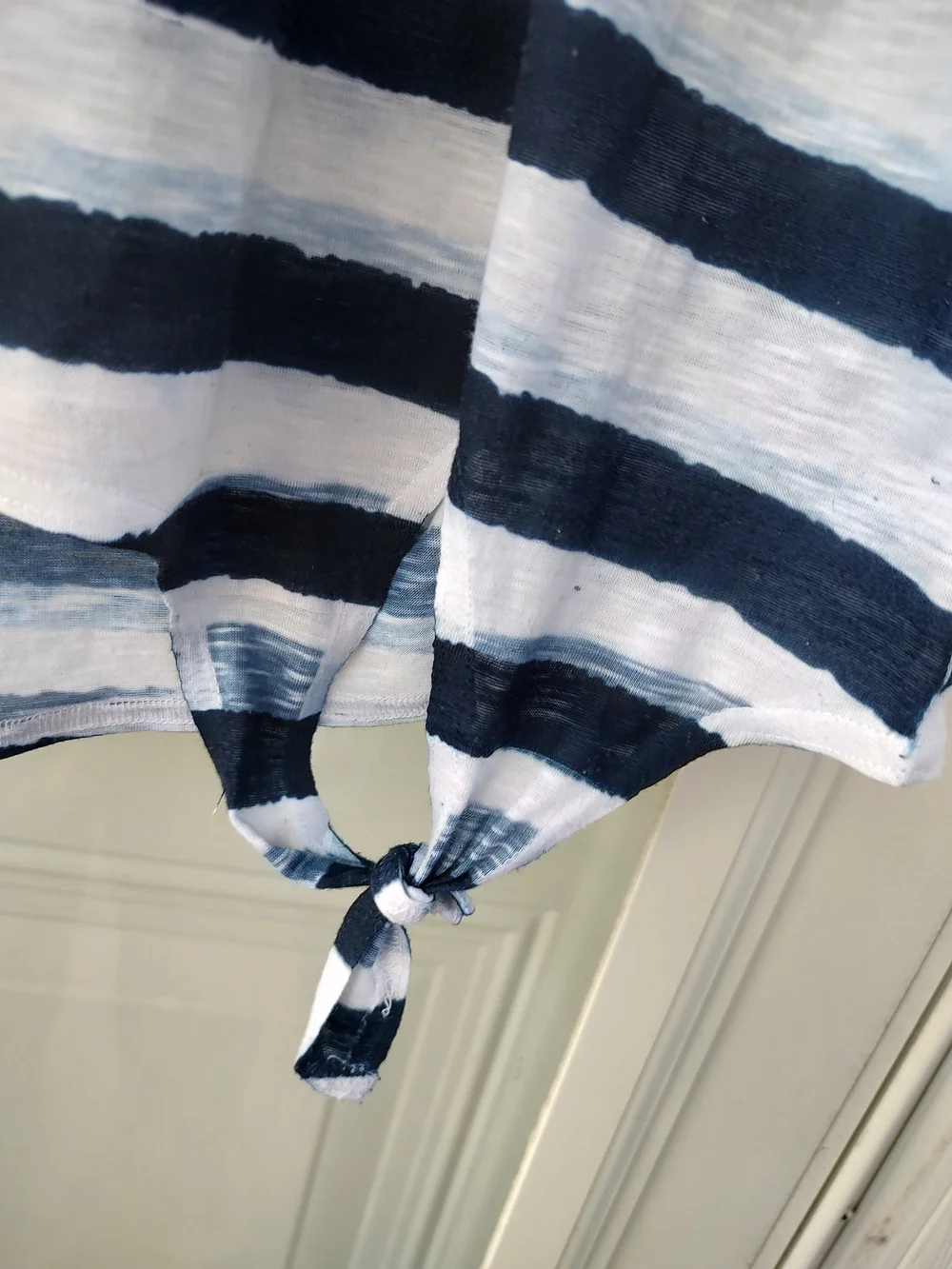 Striped Navy & White Floral Tie-Hem Top - Picture 7 of 7